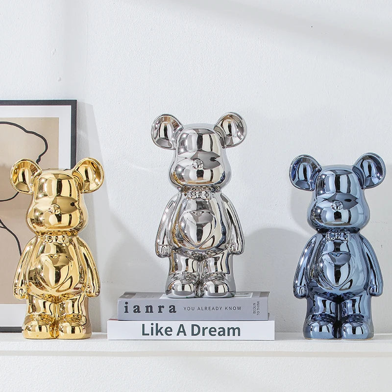 Aesthetic Ceramic Bearbrick Statue – Colorful Modern Home Decor Figure (17/27cm)