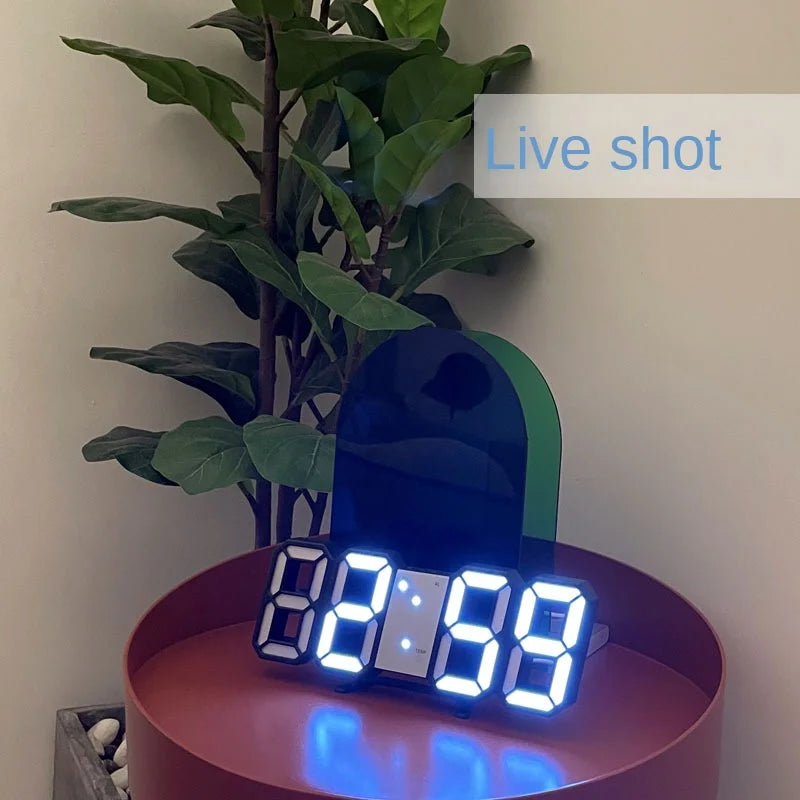 3D LED Digital Alarm Clock with Time, Date & Temperature – Modern Wall & Desk Display