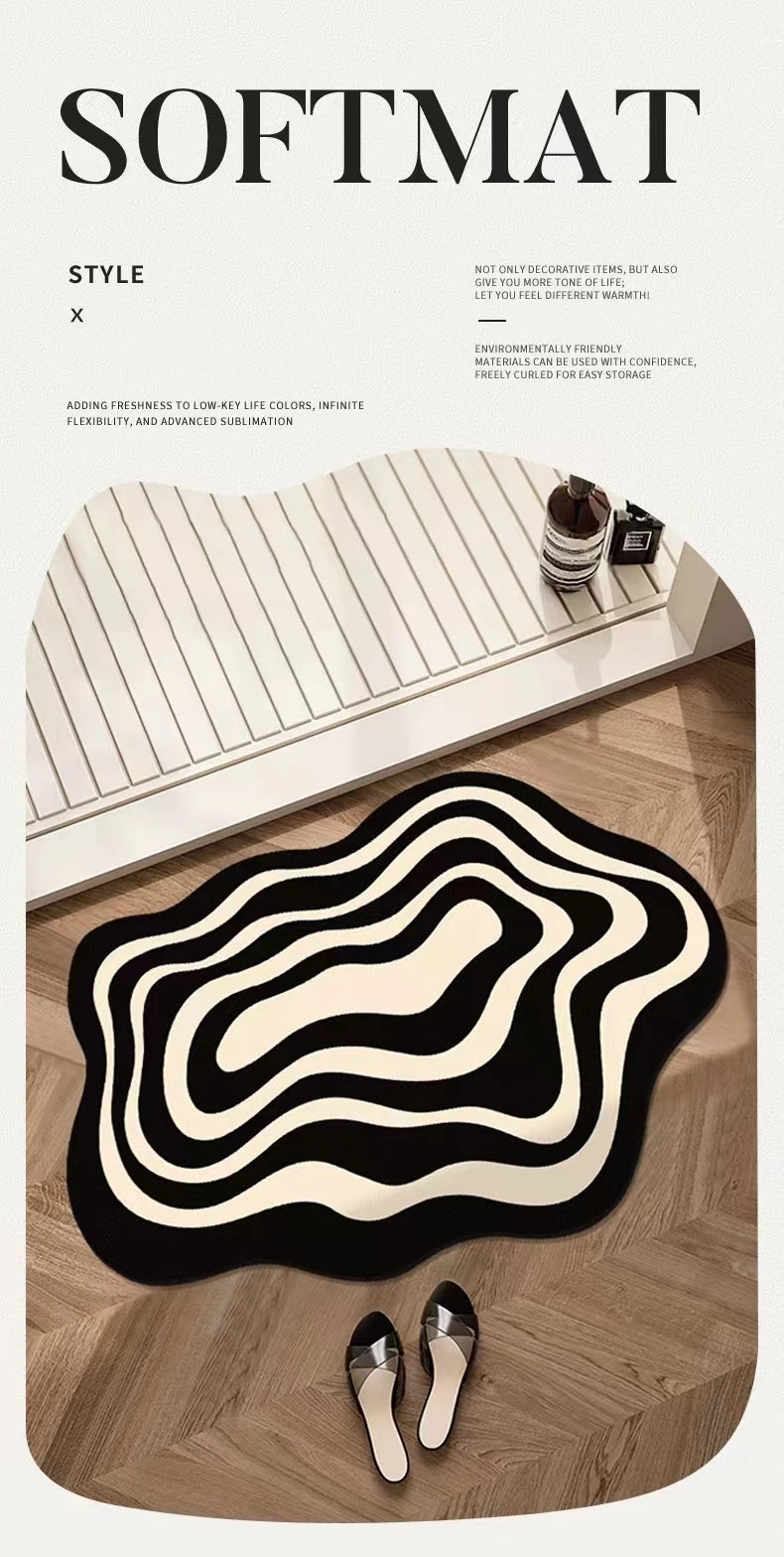 Wavy Abstract Quick-Dry Rug – Soft Diatom Mat for Bathroom, Entryway, or Sink