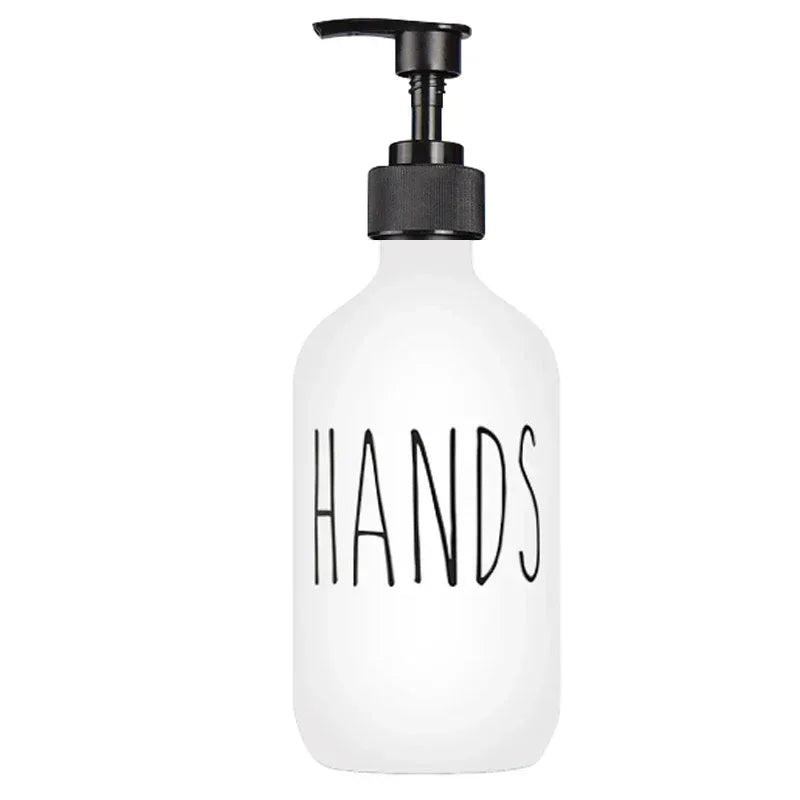 500ml Matte Black Soap Dispenser Set with Labels & Bamboo Tray – Hands & Dishes Bottles for Kitchen & Bathroom