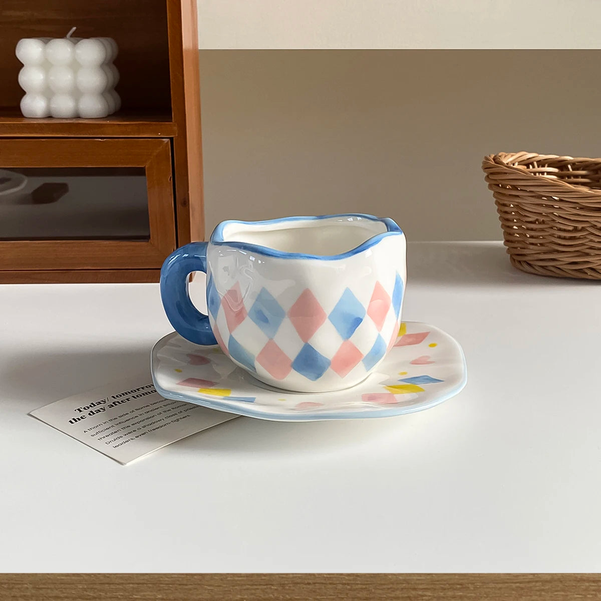 Cloud & Heart Mug Set – Ceramic Cup with Matching Saucer