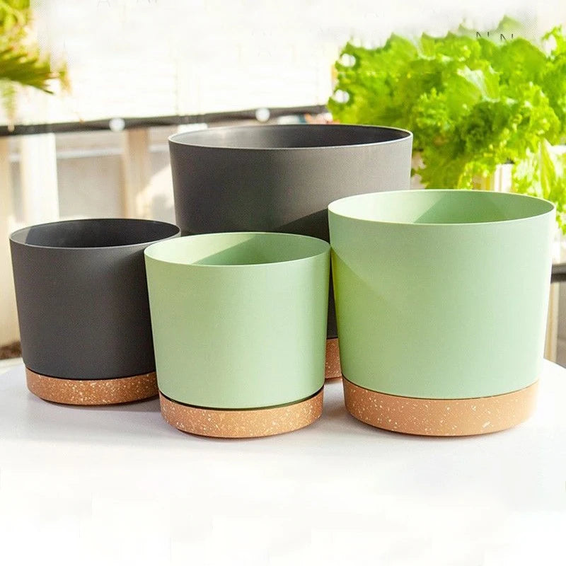 Modern Circular Indoor Plant Pot with Tray – Succulent & Bonsai Planter for Home Decor