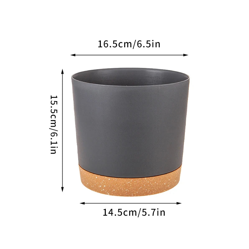 Modern Circular Indoor Plant Pot with Tray – Succulent & Bonsai Planter for Home Decor