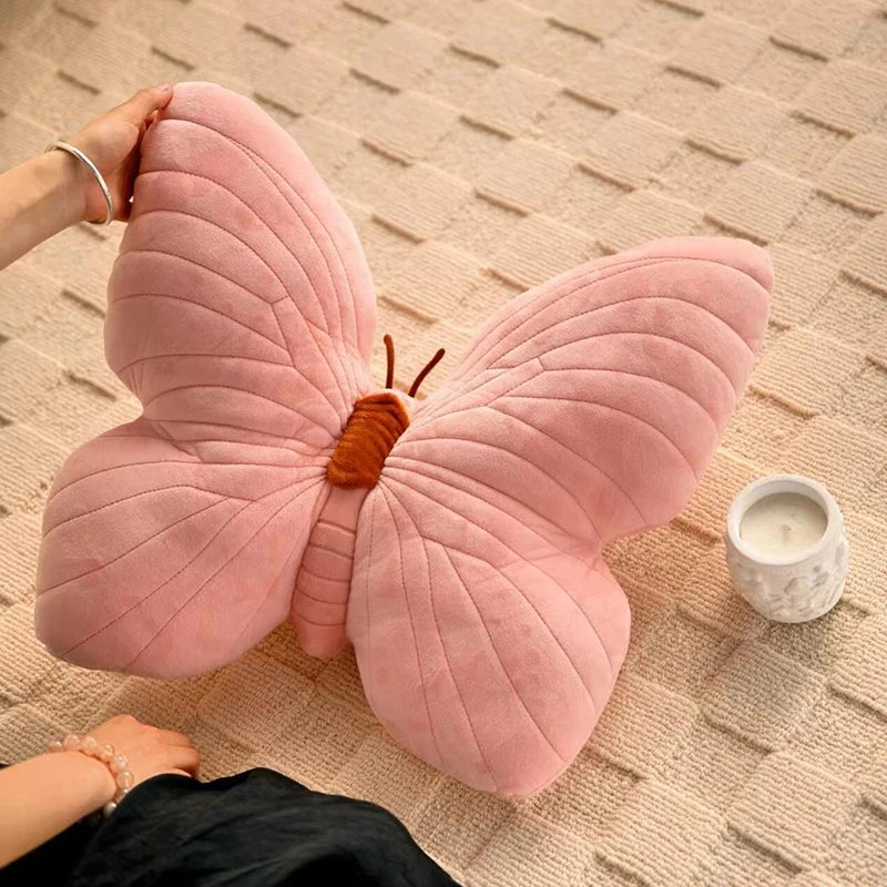Pink Butterfly Plush Cushion β Soft Decorative Pillow for Bed or Sofa