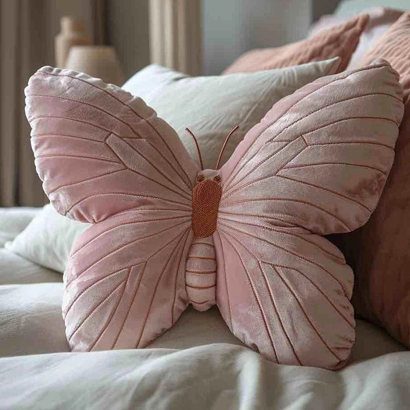 Pink Butterfly Plush Cushion β Soft Decorative Pillow for Bed or Sofa