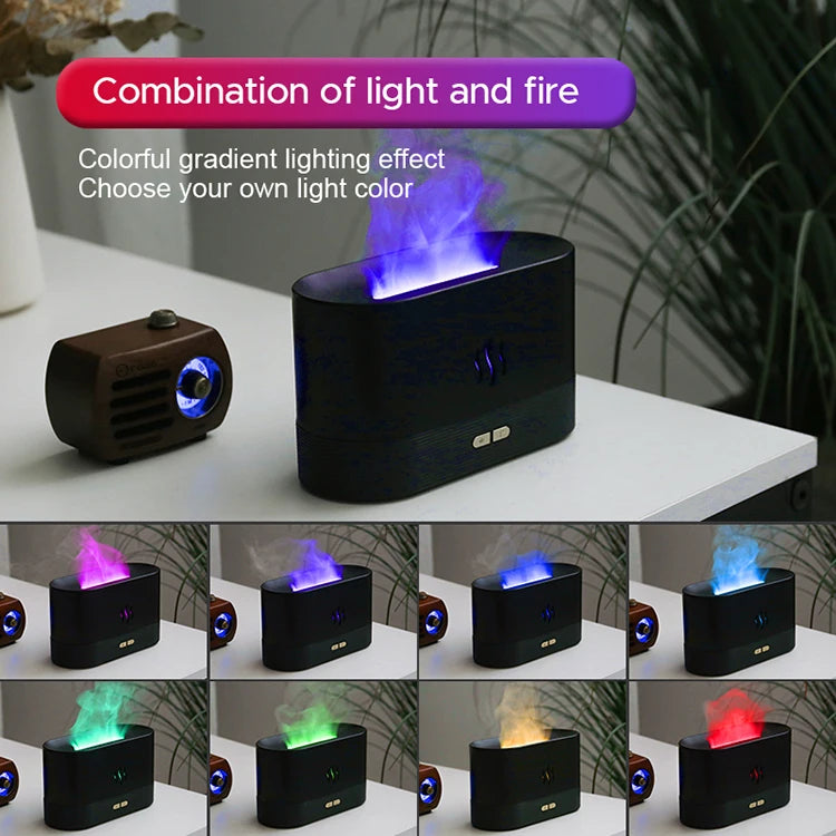 Kinscoter Flame Aroma Diffuser – 180ml Ultrasonic Cool Mist Humidifier with LED Light & Essential Oil Function