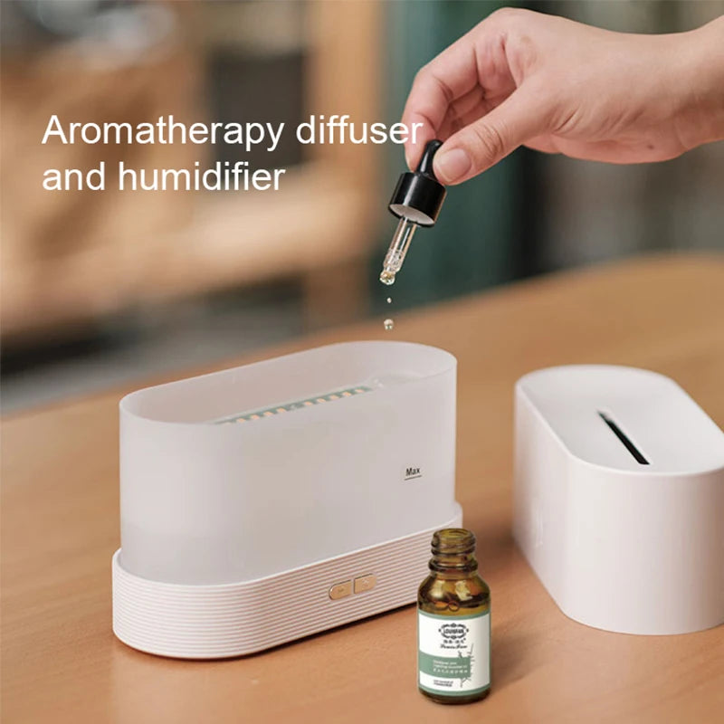 Kinscoter Flame Aroma Diffuser – 180ml Ultrasonic Cool Mist Humidifier with LED Light & Essential Oil Function