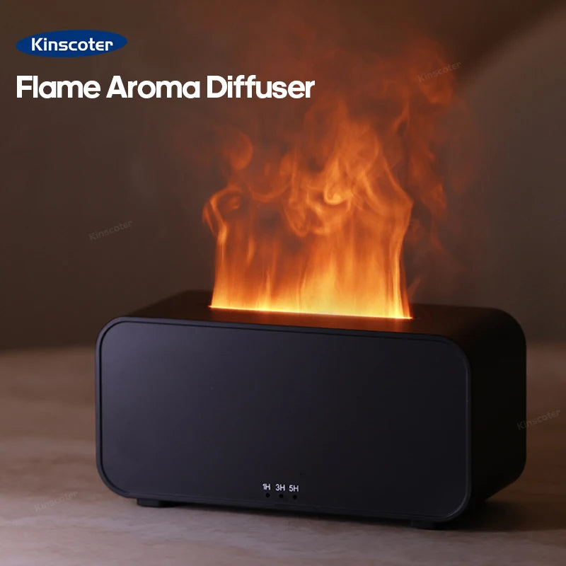 Flame Aroma Diffuser with LED Light & Timer – 120ml Portable Humidifier