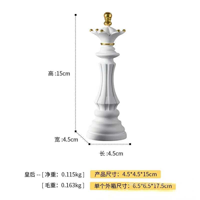 Luxury Resin Chess Figurine Set – King, Queen & Knight Decorative Sculptures for Home & Office
