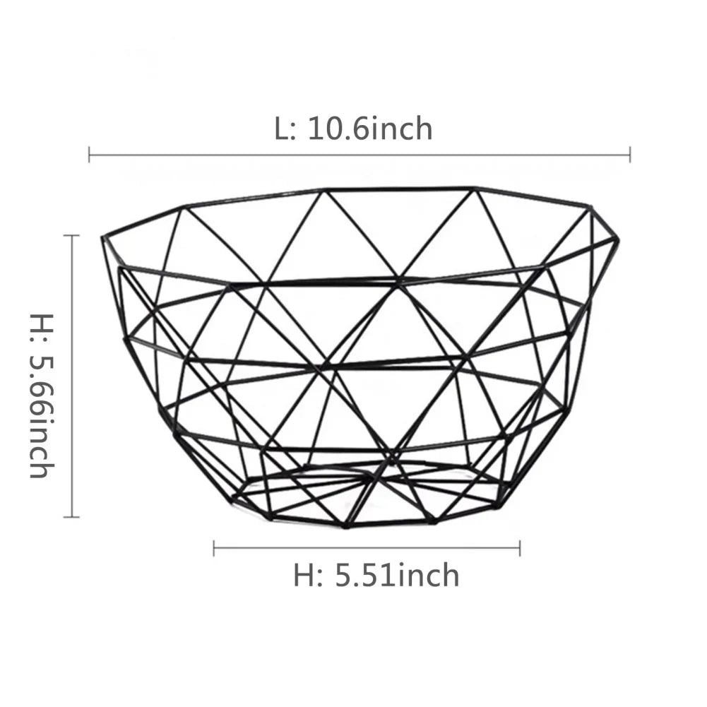 Sleek Wire Fruit Bowl – Gold & Black Iron Basket for Kitchen, Dining & Coffee Table