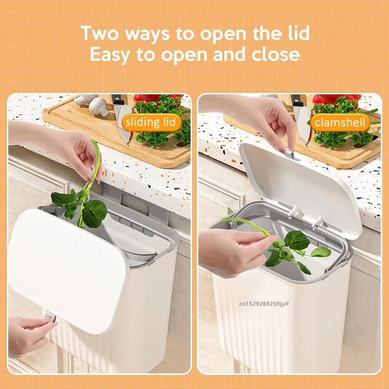 Wall Mounted Trash Can β 9L Hanging Waste Bin with Lid for Kitchen, Bathroom & Garage