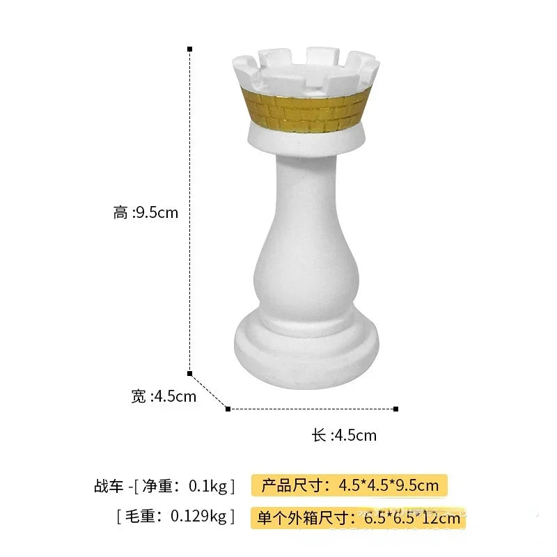Luxury Resin Chess Figurine Set – King, Queen & Knight Decorative Sculptures for Home & Office