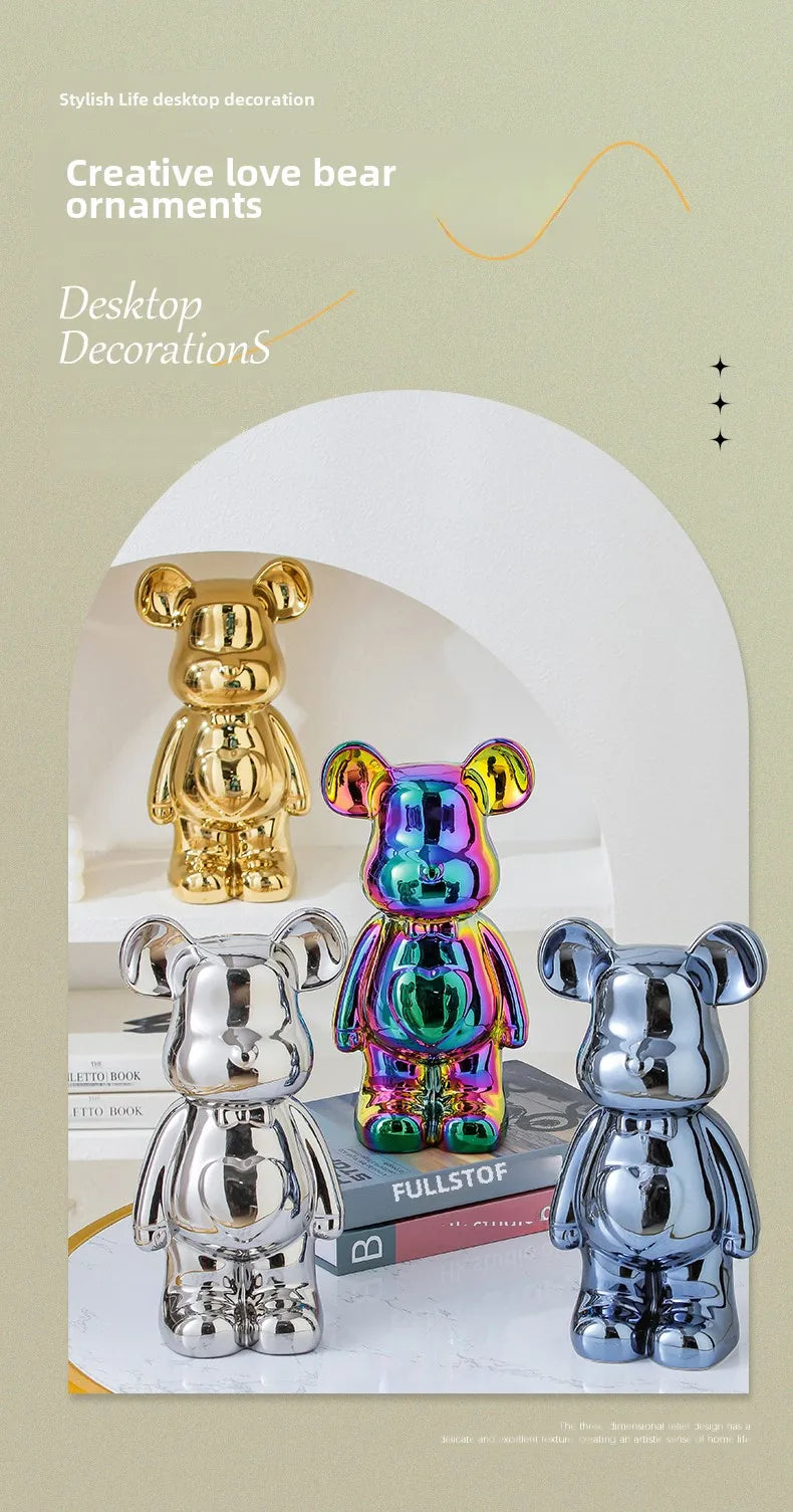 Aesthetic Ceramic Bearbrick Statue – Colorful Modern Home Decor Figure (17/27cm)