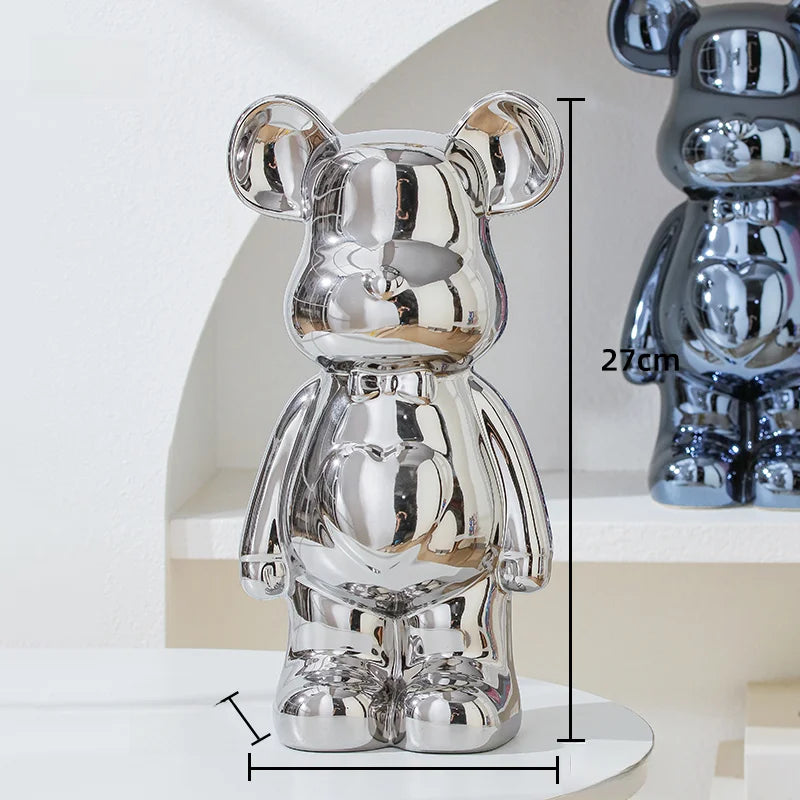 Aesthetic Ceramic Bearbrick Statue – Colorful Modern Home Decor Figure (17/27cm)