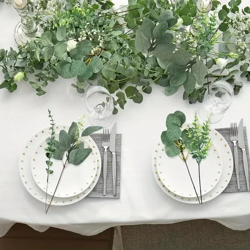 20PCS Artificial Eucalyptus Stems – Silver Dollar Leaf Picks for Bouquets & DIY Floral Decor