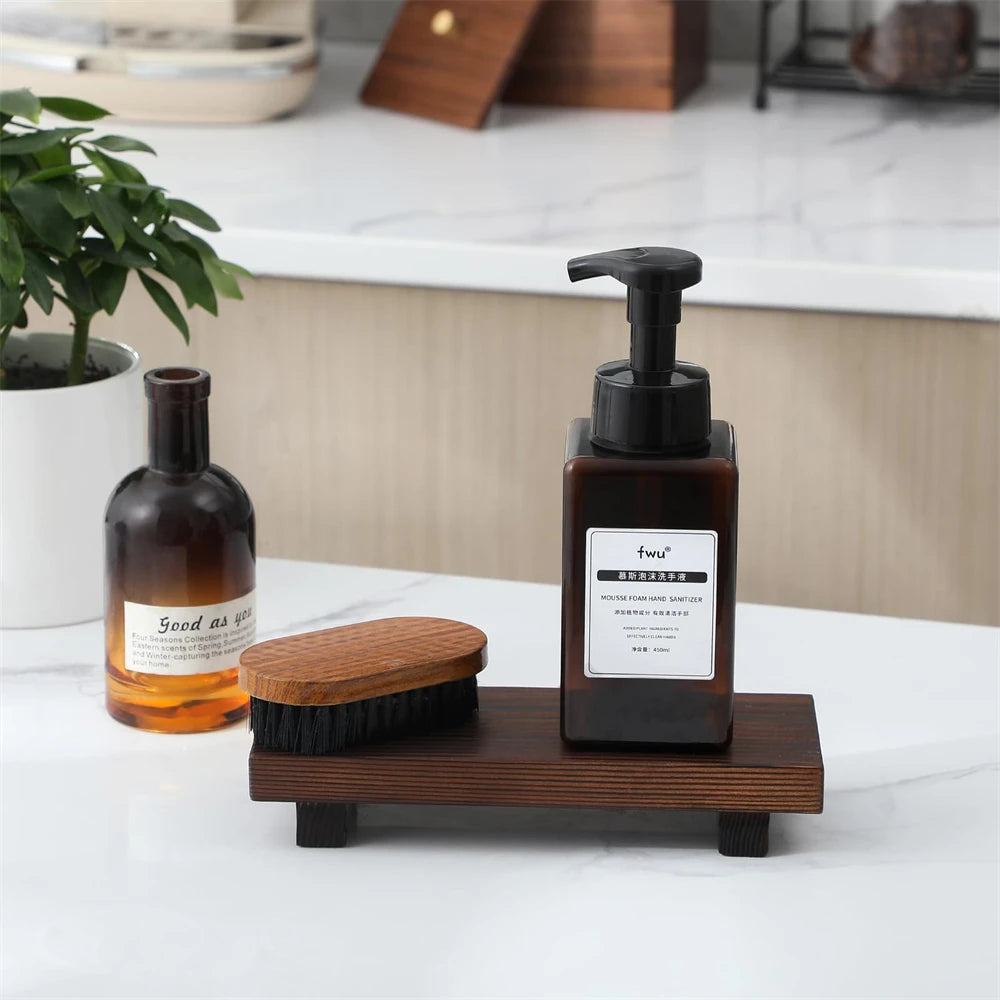 Rustic Wood Pedestal Stand – Small Decorative Riser Tray for Candle, Plant, or Soap Display