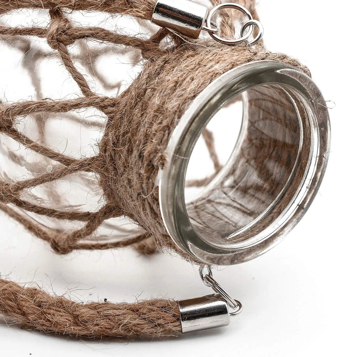 Boho Hemp Rope Glass Vase – Rustic Charm for Tables & Shelves