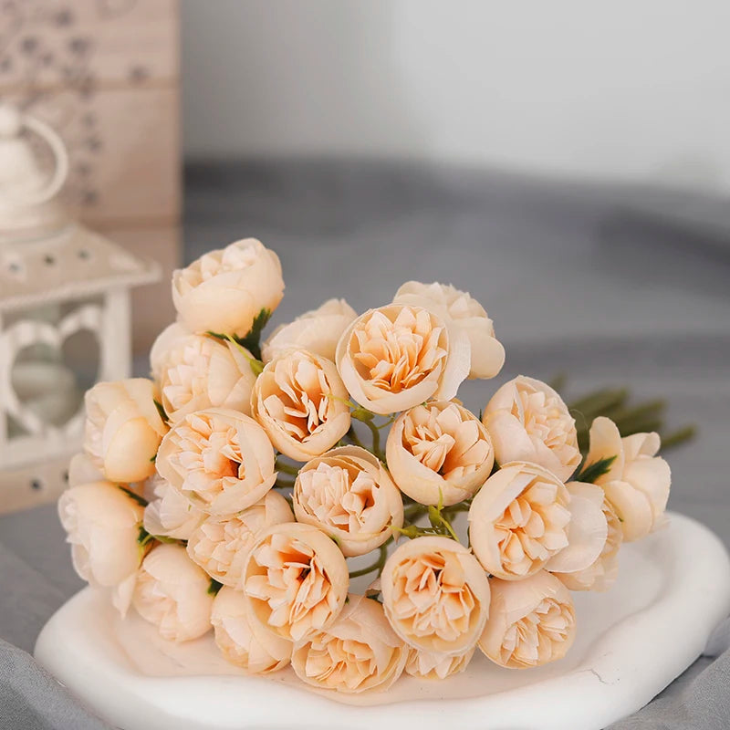 27-Head Artificial Peony Rose Bouquet – Soft Silk Flowers for Vase & Wedding Decor