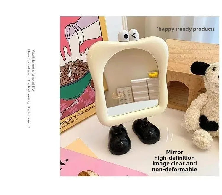 Cute Big Feet Desktop Mirror β Adorable Standing Makeup Mirror for Dorm or Vanity