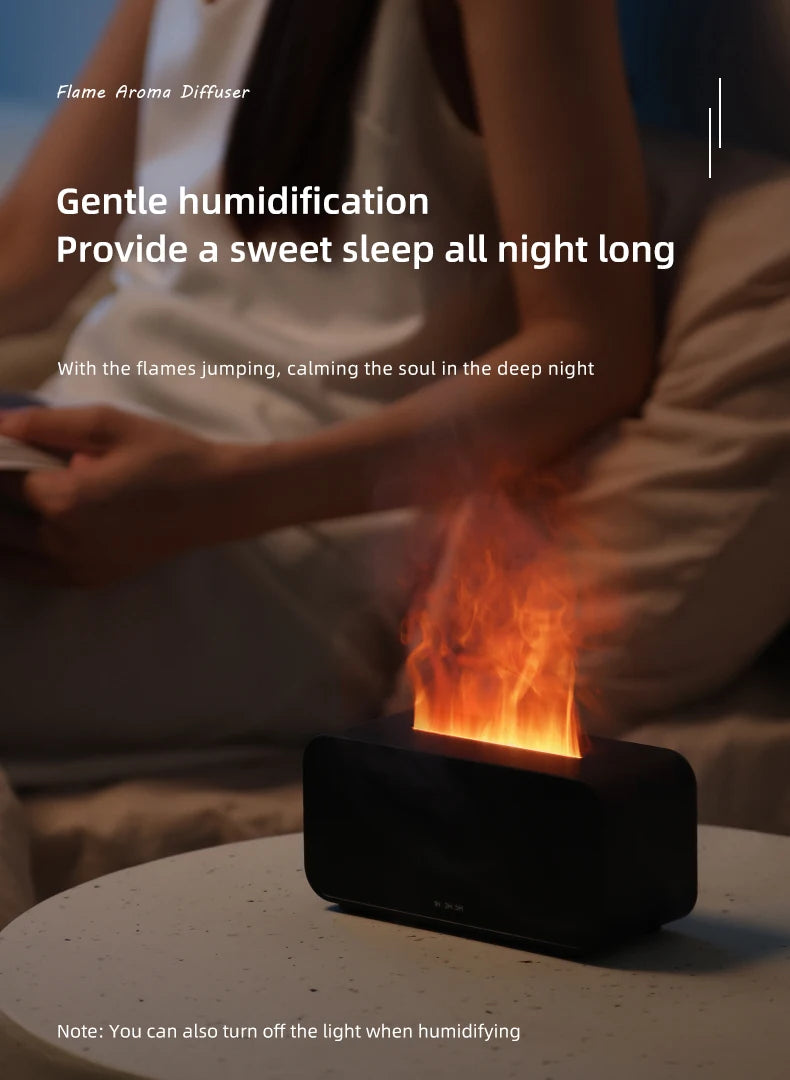 Flame Aroma Diffuser with LED Light & Timer – 120ml Portable Humidifier