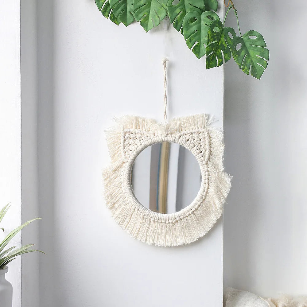 Boho Macrame Wall Mirror β Handmade Hanging Decor for Bedroom & Nursery