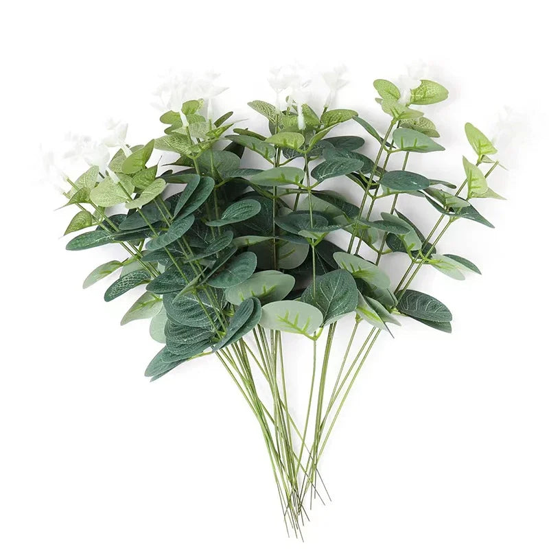 20PCS Artificial Eucalyptus Stems – Silver Dollar Leaf Picks for Bouquets & DIY Floral Decor