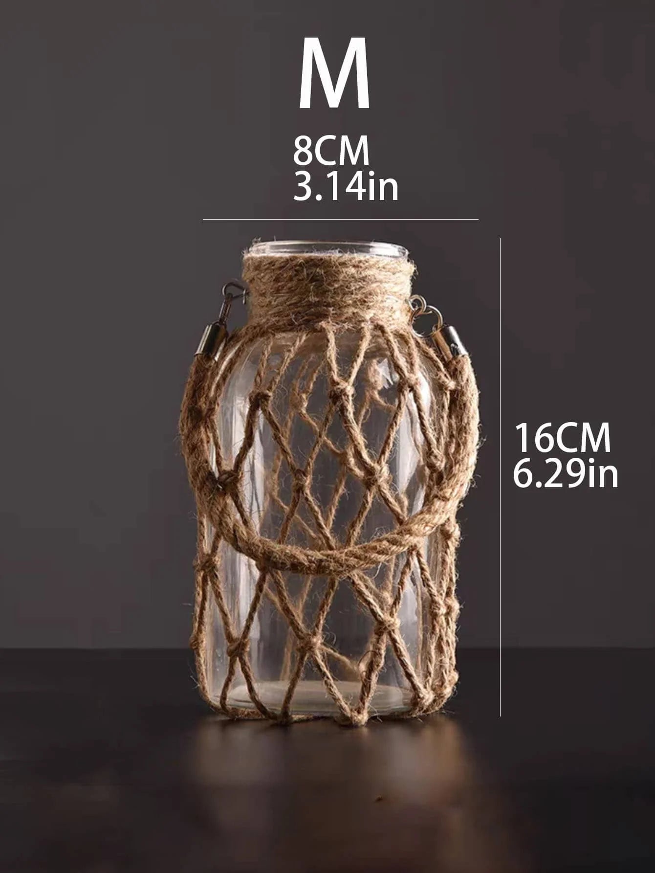 Boho Hemp Rope Glass Vase – Rustic Charm for Tables & Shelves