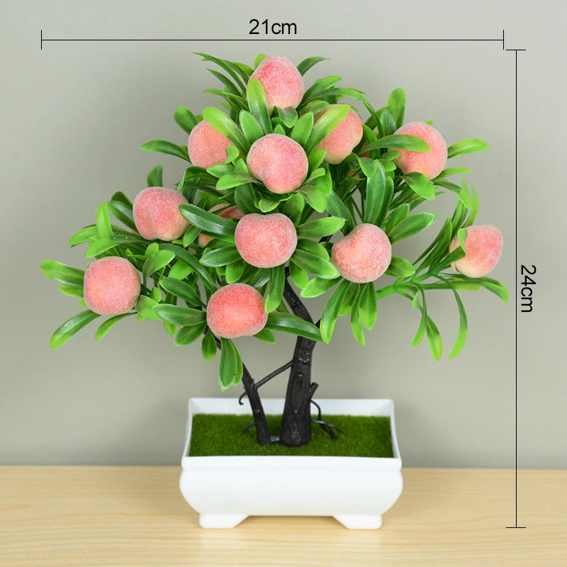 Artificial Pink Blossom Bonsai Tree – Decorative Faux Plant in White Ceramic Pot