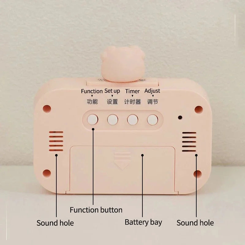 LED Digital Alarm Clock – Cute Cartoon Desk Clock with Night Light