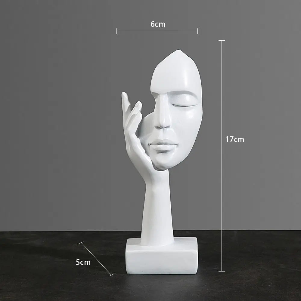 Abstract Resin Face Sculpture – Nordic Style Desktop Art Figurine for Home & Office Decor