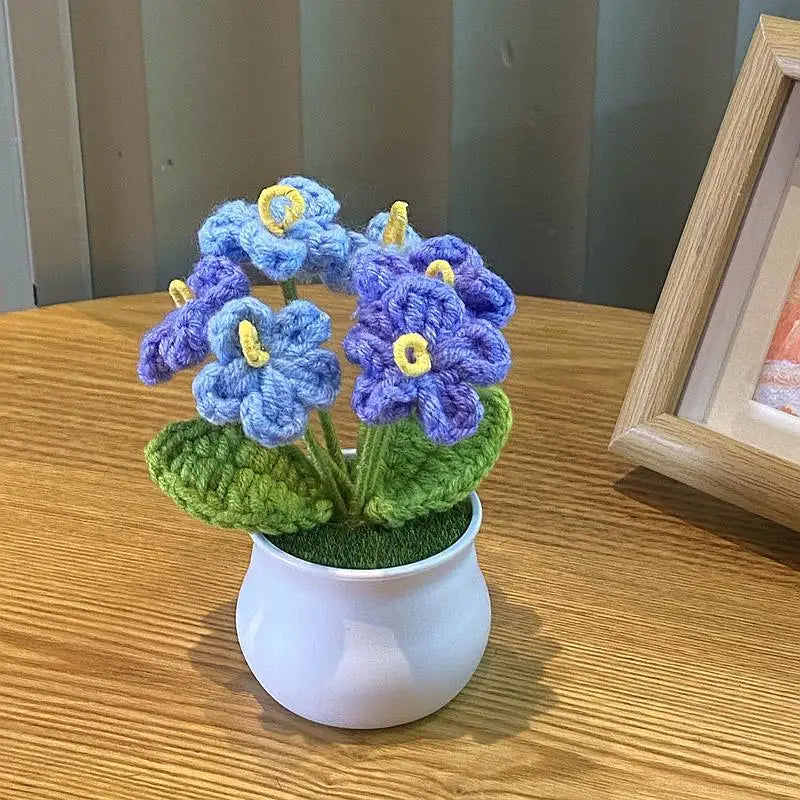 DIY Handwoven Woolen Mini Potted Flower – Cute Desk Decor & Gift