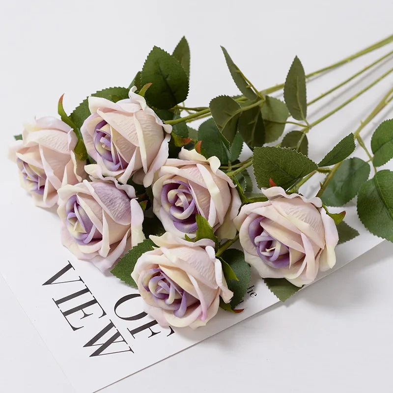 Realistic Artificial Rose Branch (3pcs) – Elegant Faux Flowers for Wedding & Home Decor