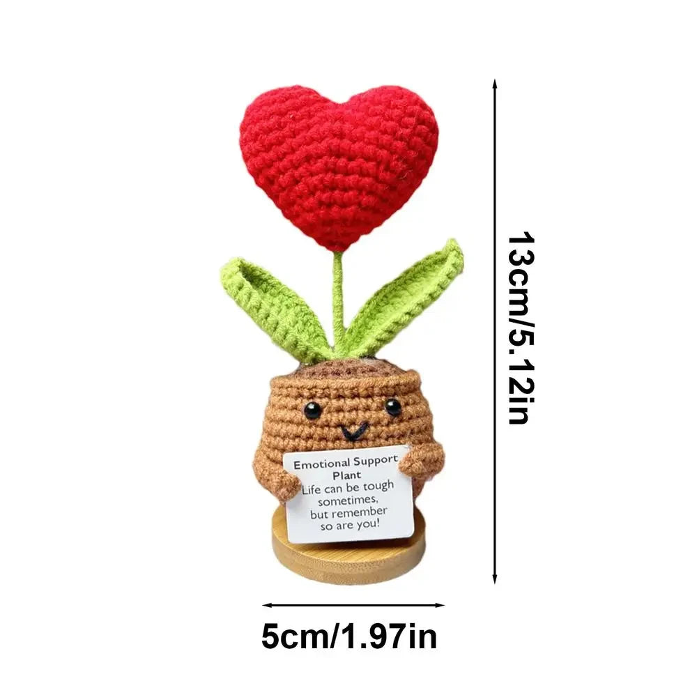 Positive Energy Crochet Flower Dolls – Emotional Support Hug Plants for Desk & Home Decor