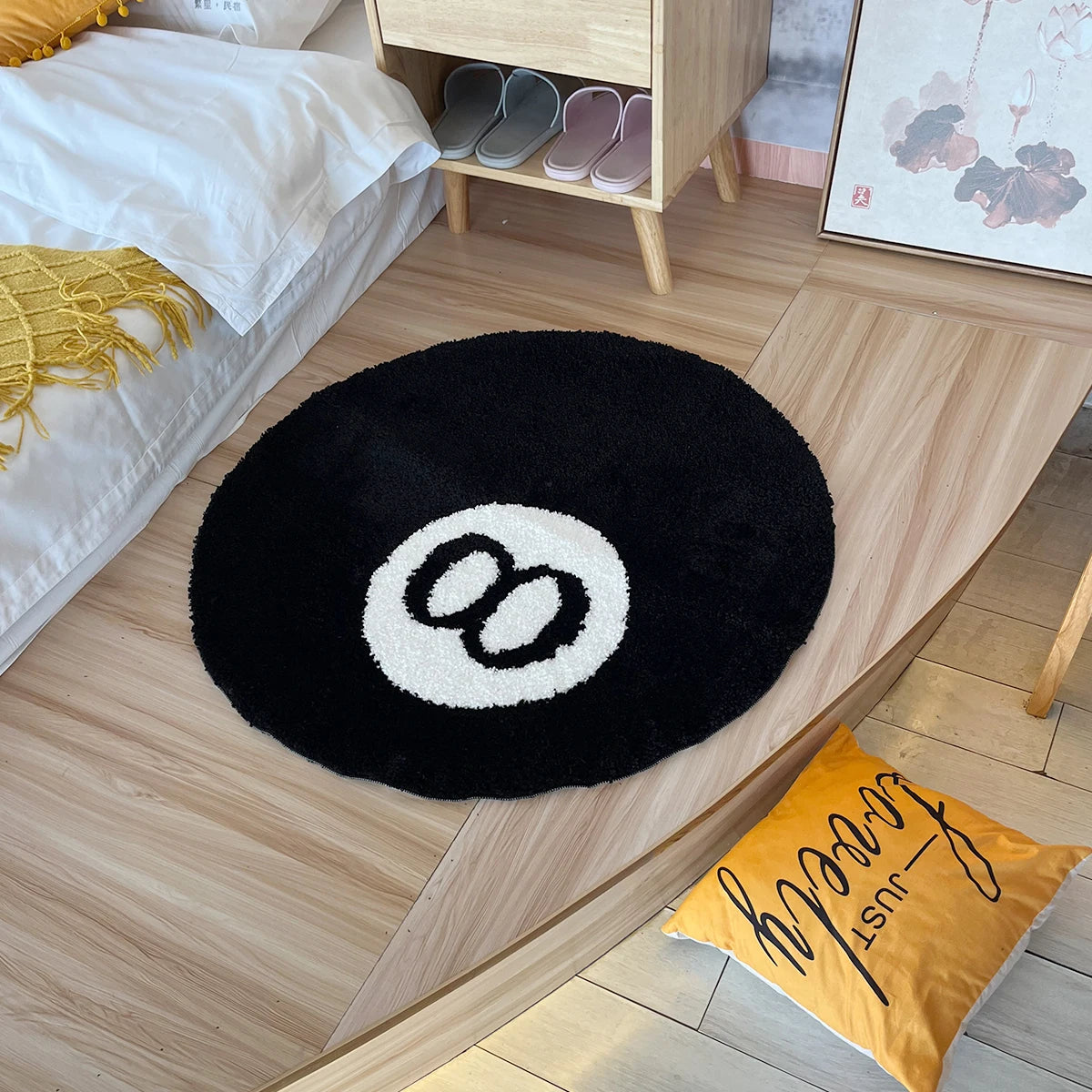 8 Ball Billiards Round Plush Rug β Anti-Slip Soft Carpet for Bedroom or Lounge