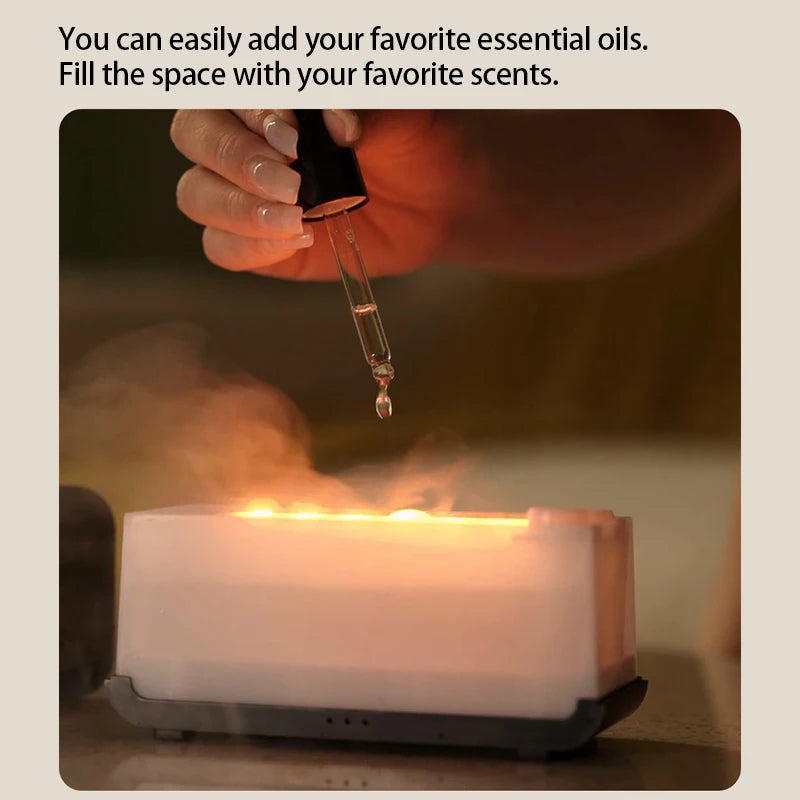 Flame Aroma Diffuser with LED Light & Timer – 120ml Portable Humidifier