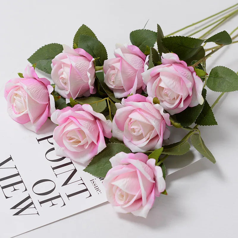 Realistic Artificial Rose Branch (3pcs) – Elegant Faux Flowers for Wedding & Home Decor