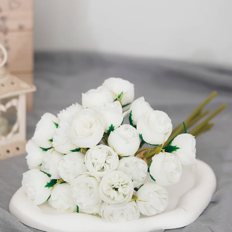 27-Head Artificial Peony Rose Bouquet – Soft Silk Flowers for Vase & Wedding Decor