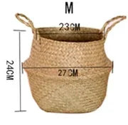 Handwoven Seaweed Wicker Basket – Multi-Use Boho Storage & Planter Basket (Various Sizes)