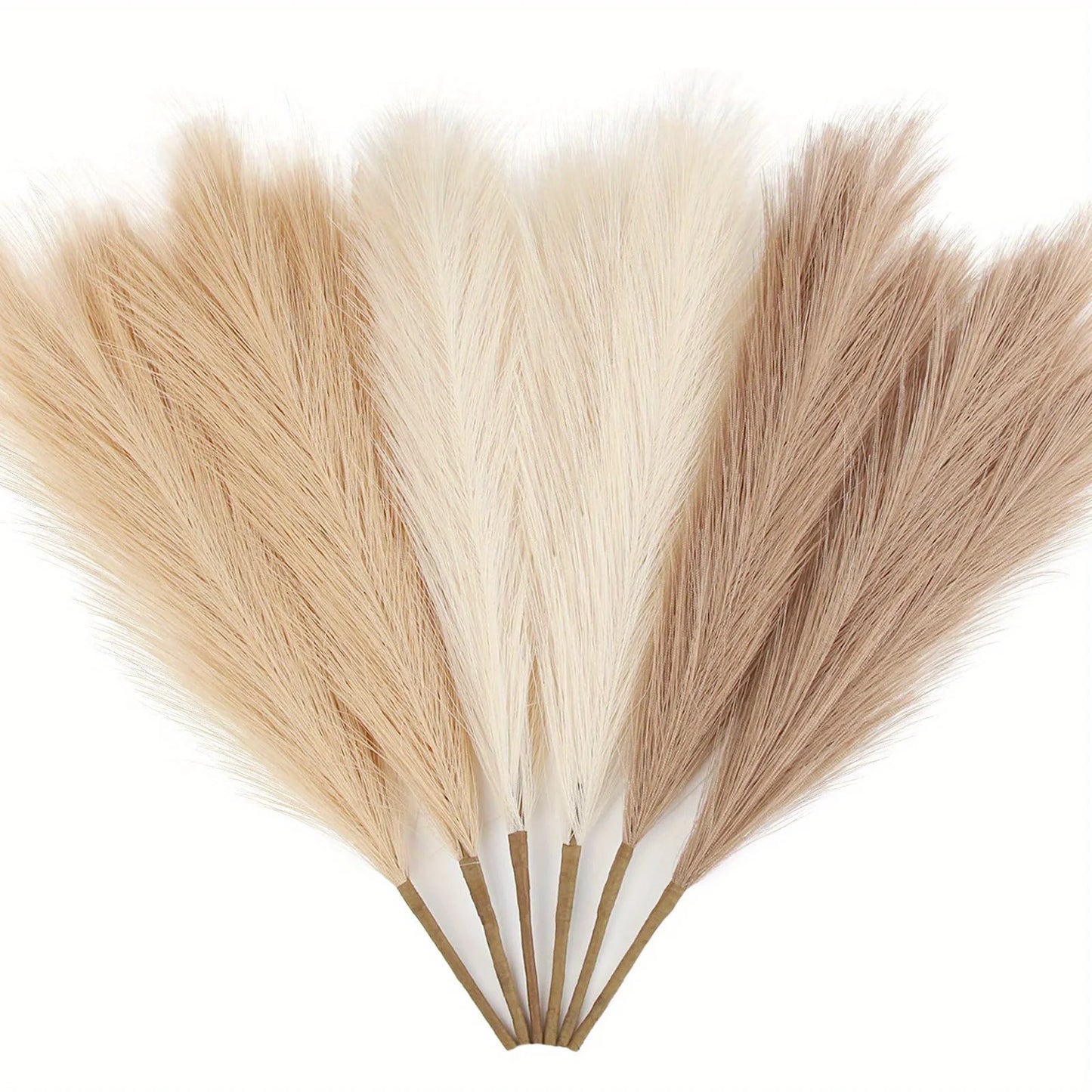 Boho 6PCS Artificial Pampas Grass – Elegant Faux Floral Decor for Vases, Weddings & Home Styling