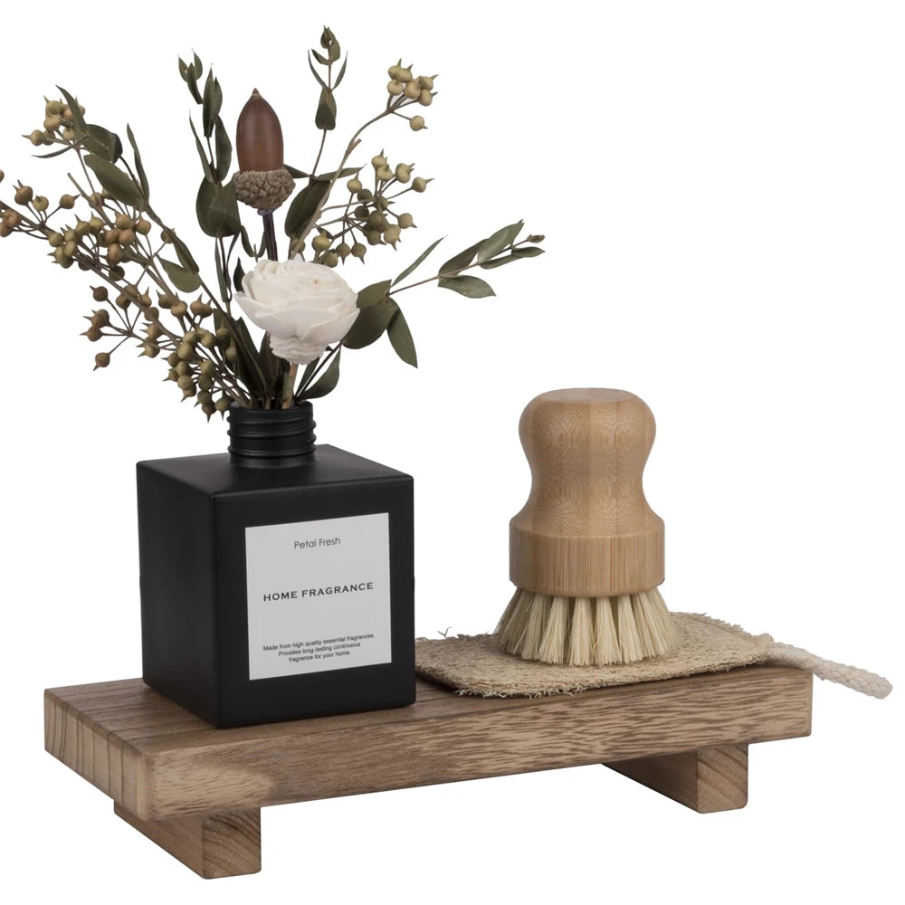 Rustic Wood Pedestal Stand – Small Decorative Riser Tray for Candle, Plant, or Soap Display