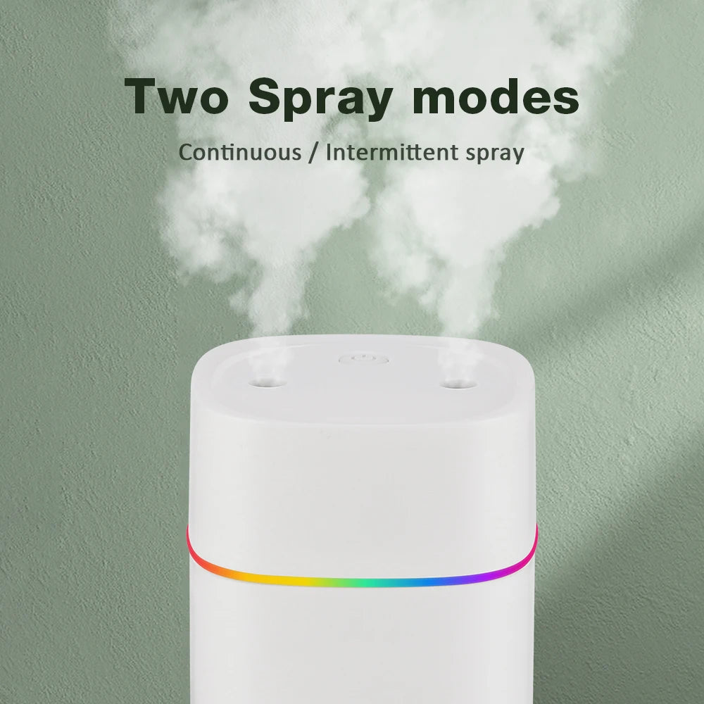 USB Cool Mist Humidifier – 600ml Portable Aromatherapy Diffuser with Night Light for Home & Car
