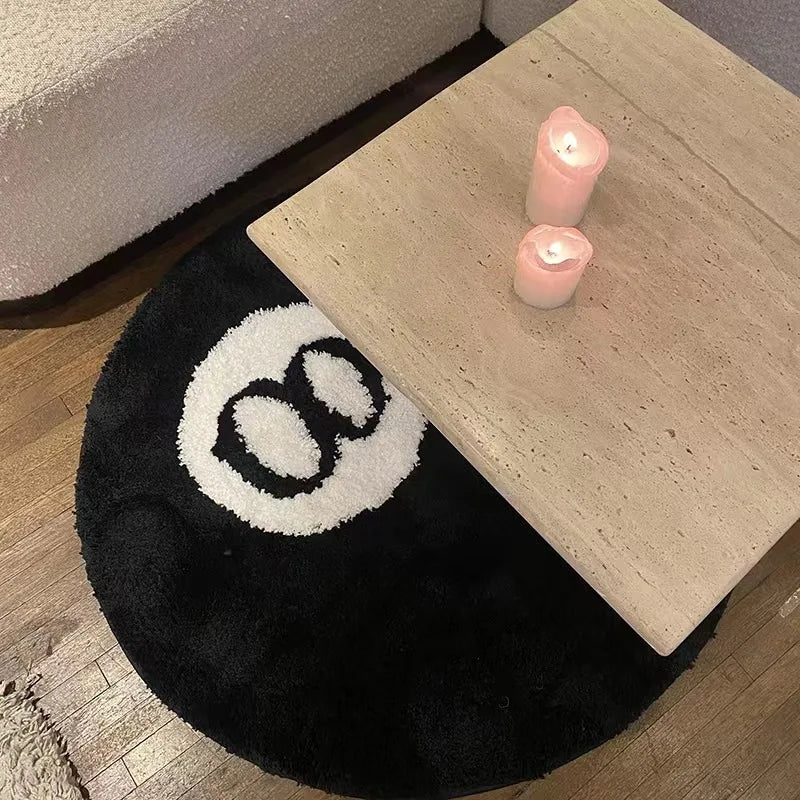 8 Ball Billiards Round Plush Rug β Anti-Slip Soft Carpet for Bedroom or Lounge