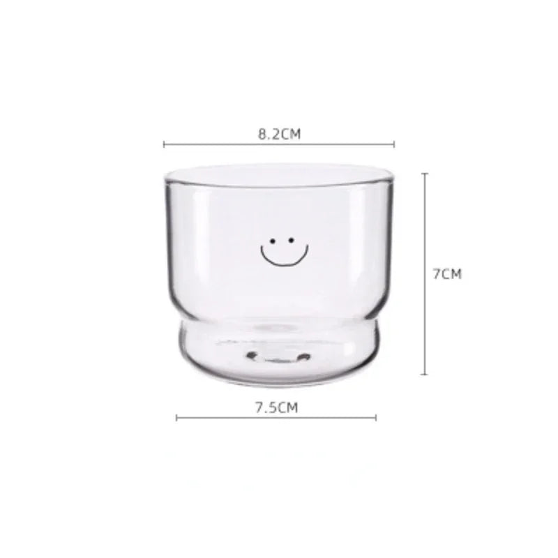 300ml Happy Face Double Wall Glass Cup – Heat-Resistant Transparent Mug