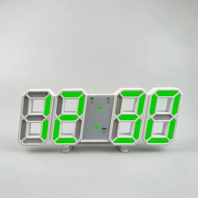3D LED Digital Alarm Clock with Time, Date & Temperature – Modern Wall & Desk Display