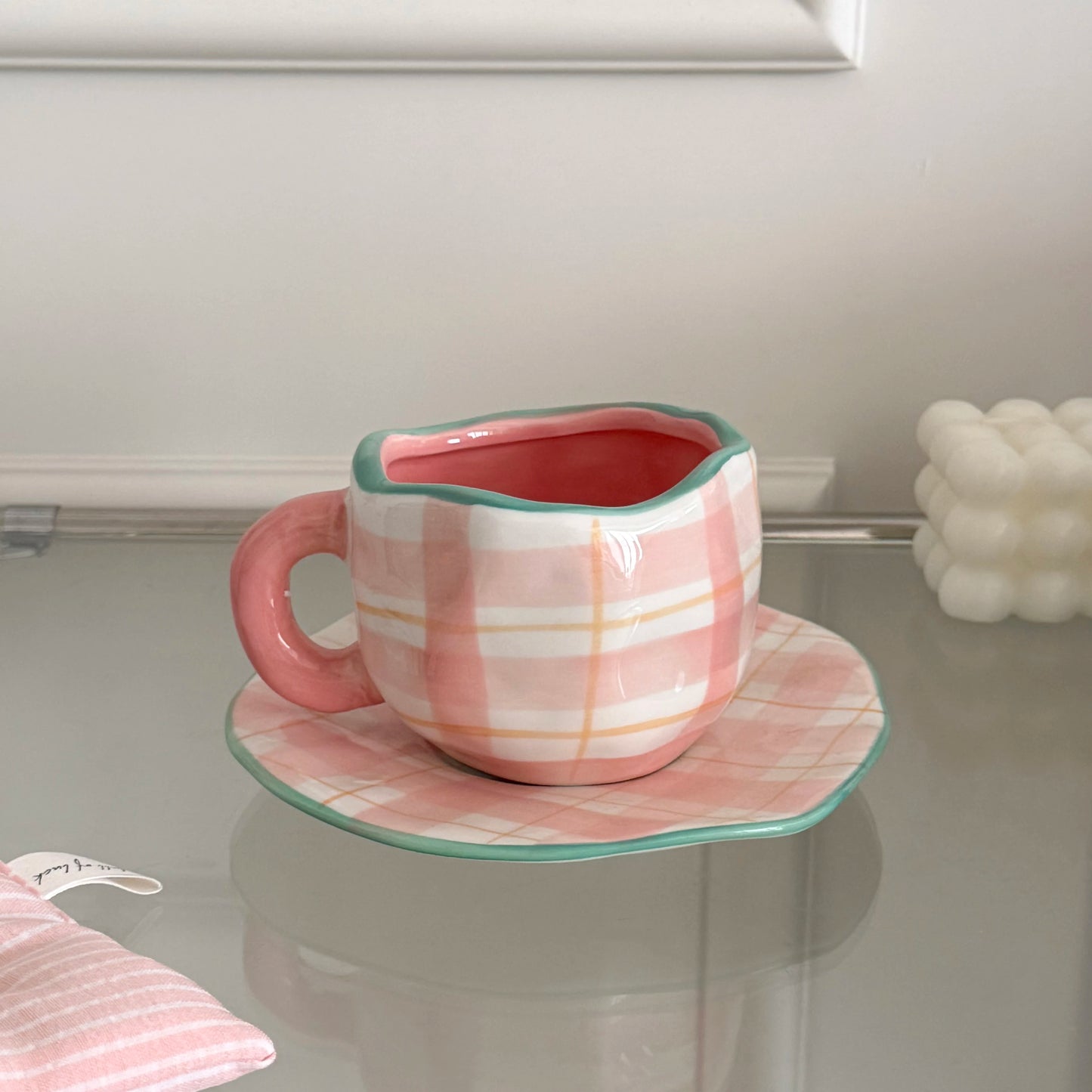 Cloud & Heart Mug Set – Ceramic Cup with Matching Saucer