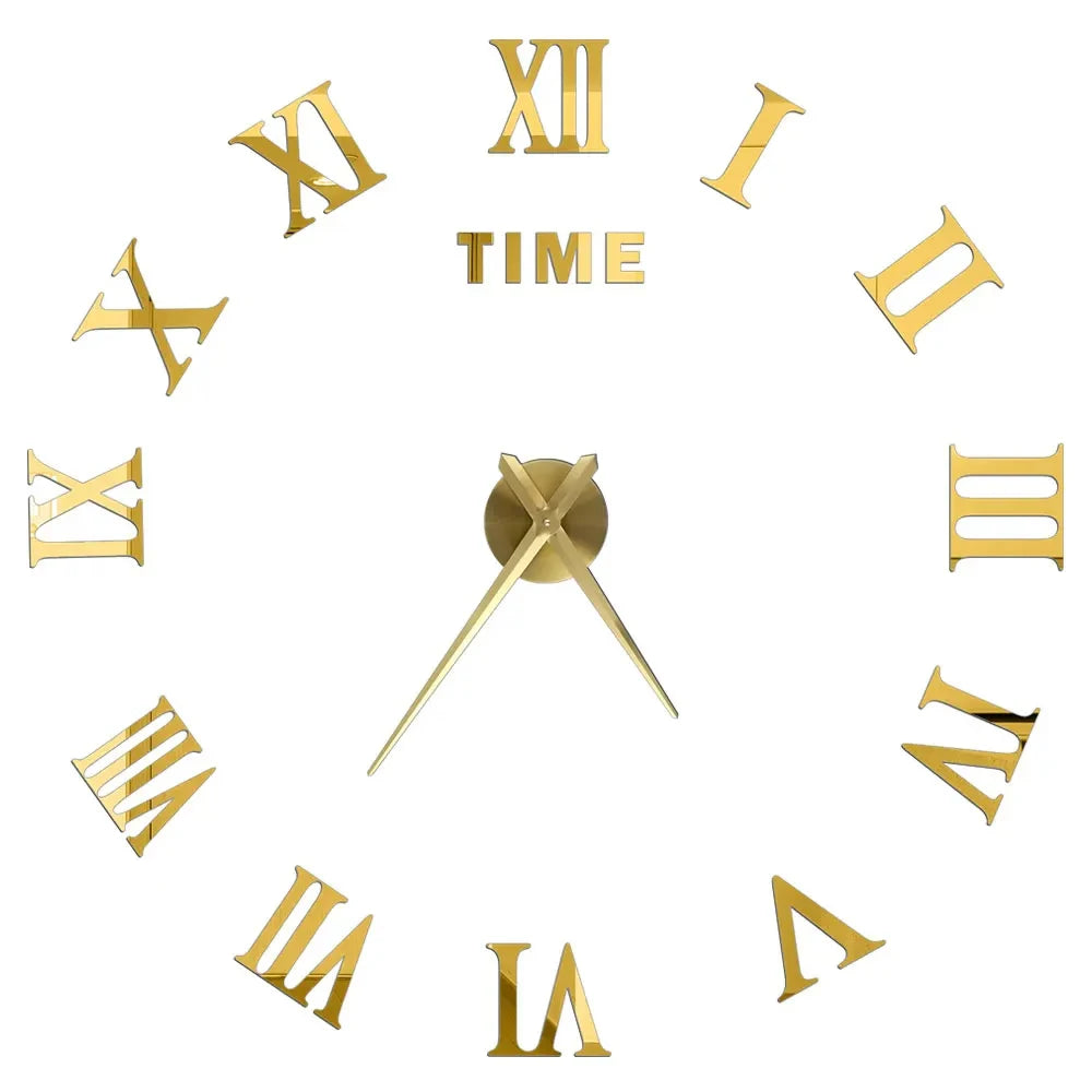 Modern 3D DIY Large Wall Clock – Quartz Acrylic Mirror Sticker Clock for Living Room & Office Décor