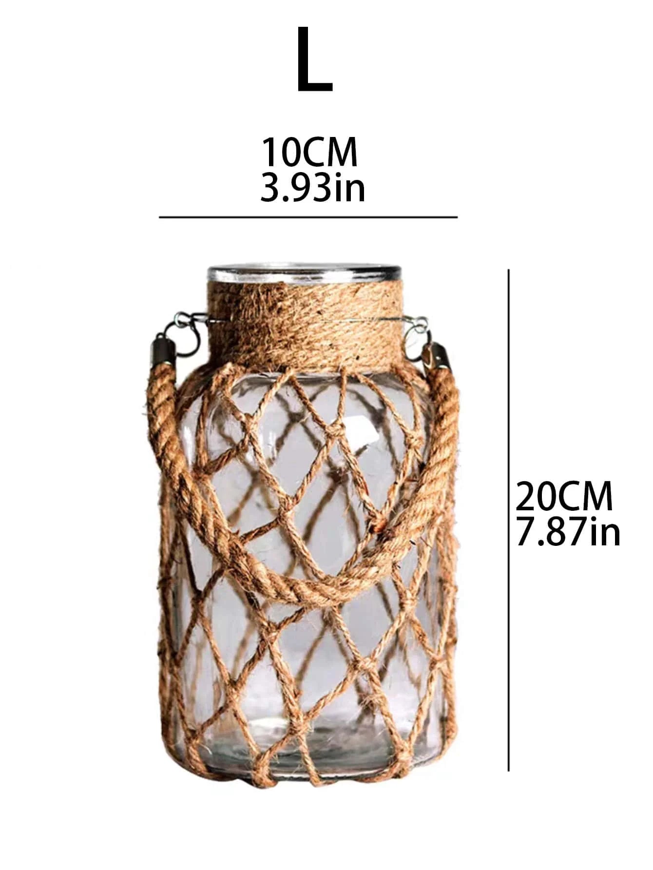 Boho Hemp Rope Glass Vase – Rustic Charm for Tables & Shelves