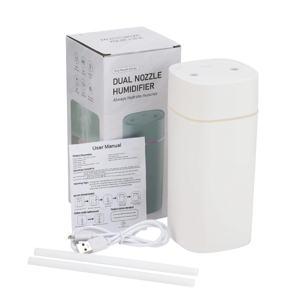 USB Cool Mist Humidifier – 600ml Portable Aromatherapy Diffuser with Night Light for Home & Car