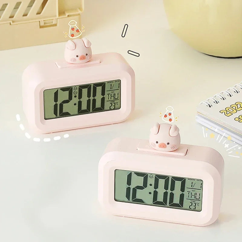 LED Digital Alarm Clock – Cute Cartoon Desk Clock with Night Light