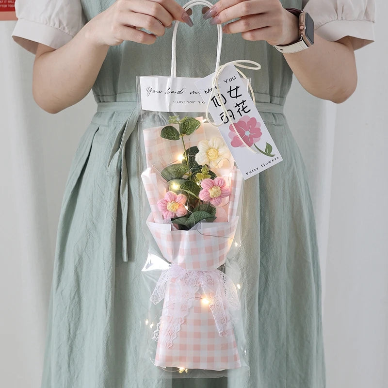 Crochet LED Flower Bouquet – Handmade Graduation & Wedding Gift